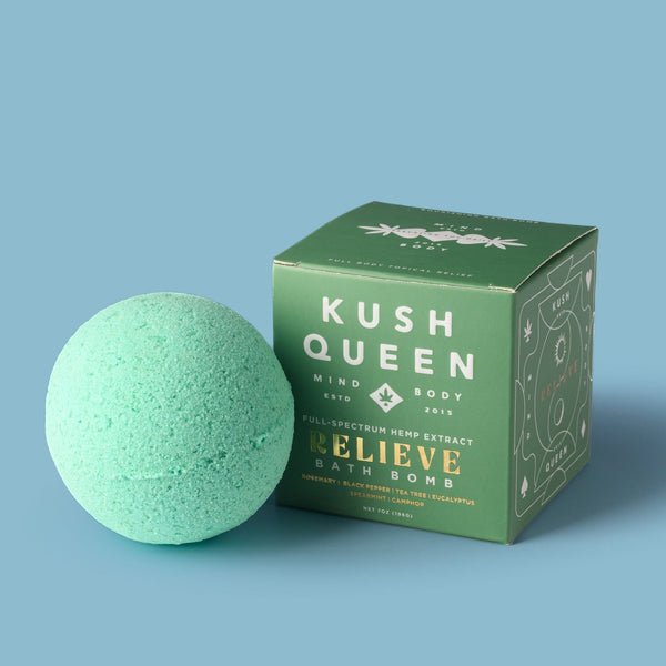 Kush Queen CBD Bath Bomb Relieve 1:1 CBD & Delta 9 THC Bath Bomb